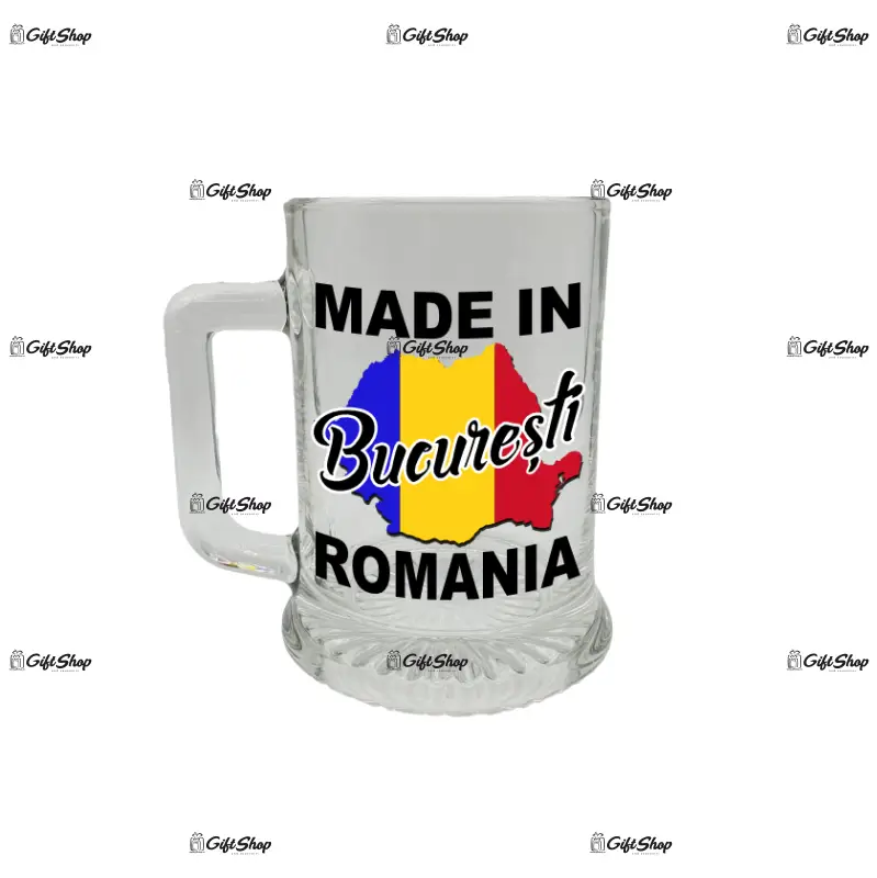 Made in bucuresti romania, halba cu mesaj